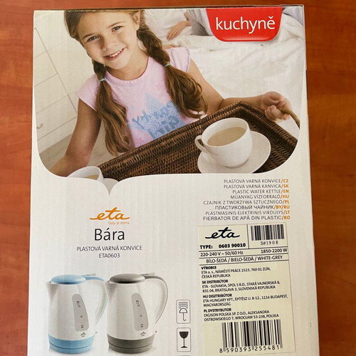 ETA Bara kettle 1.7lt 2200W new, grey-white