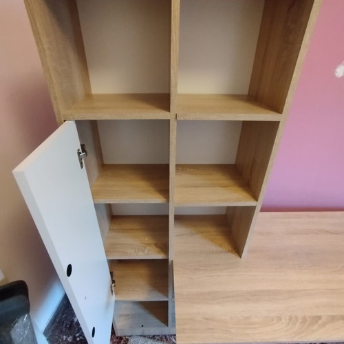 Desk-library used with shelving unit