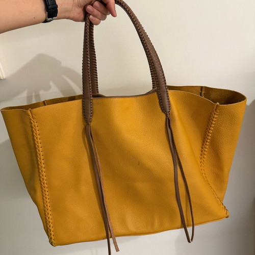 Callista grained leather tote large size used, yellow