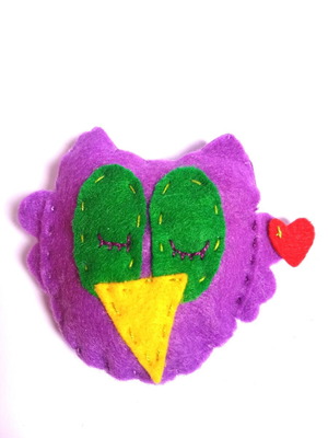 Owl brooch handmade from felt new