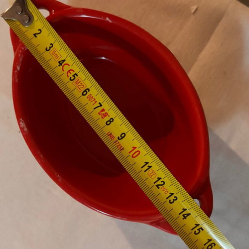 Ceramic food bowl used, small orange decorative 15 cm