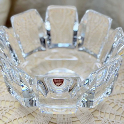 Orrefors Corona Crystal Bowl vintage by Lars Hellsten like new