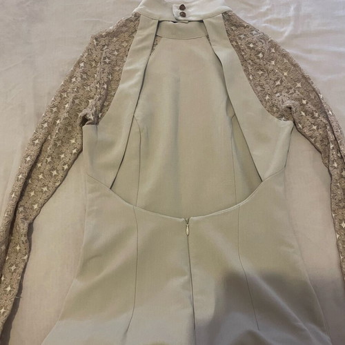 Beige jumpsuit bell sleeves size small like new