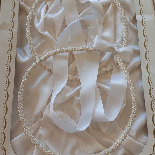 Wedding Stefana with pearls and Swarovski stones, new, white color