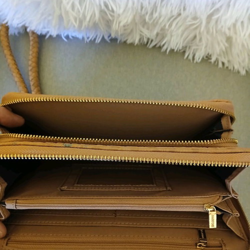 Parfois wallet-clutch camel with detachable strap like new