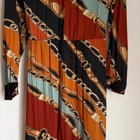 ZARA midi satin dress like new, multicolor, size L