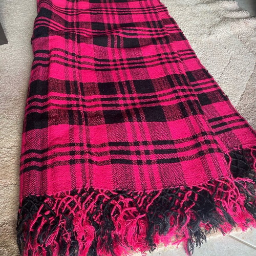 Cretan woven handmade blanket-rug new with fuchsia fringes 2x2 m