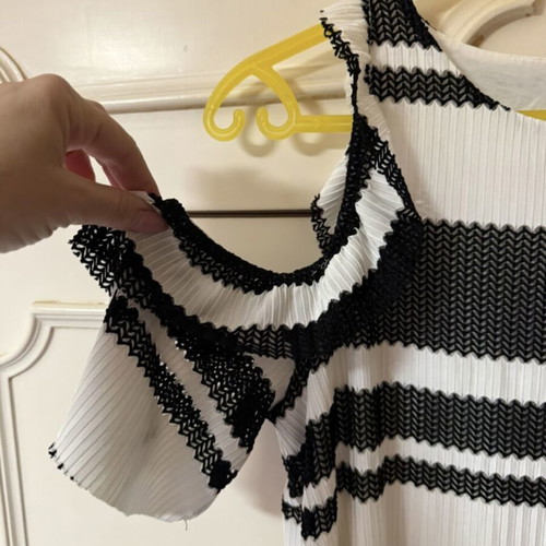 Zara mini dress with cold shoulders, used, black and white
