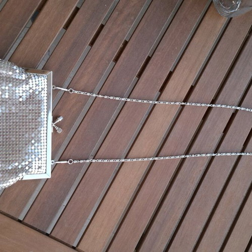 Vintage shoulder bag used, gray silver