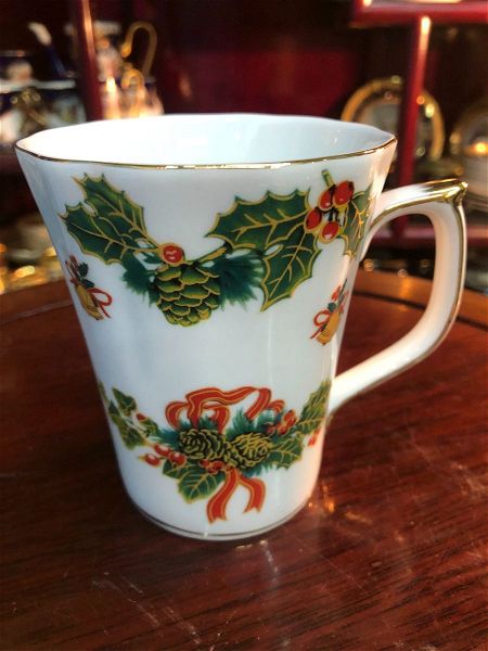  Limoges Vintage christougenniatiki koupa porselanis…ametachiristi sto kouti tis  (Limoges Vintage Porcelain Christmas Mug… Unused)