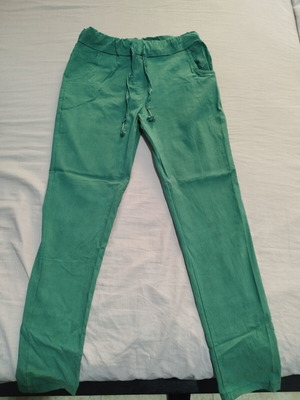 Elastic pants straight fit, like new, green, sizes L and XL