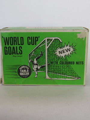 Subbuteo World Cup Goals with coloured nets, like new, 1970s, pack of 2