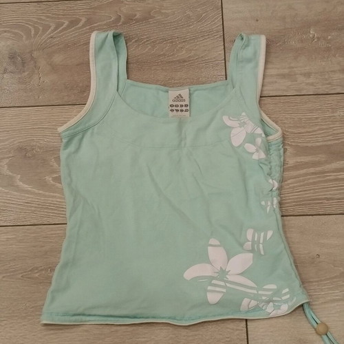 Adidas women's top with floral print used, mint and white