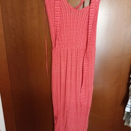 Coral long dress used with belt and side slits