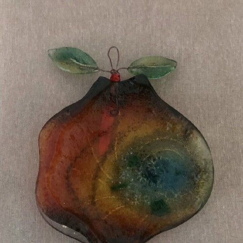 Stained Glass Hanging Pomegranate new, Hand-Painted