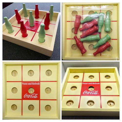 Wooden tabletop Tic Tac Toe game by Coca-Cola