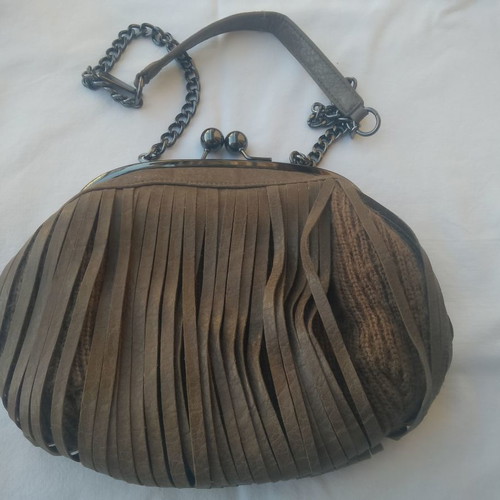 Stefanel shoulder bag used, brown leather and wool