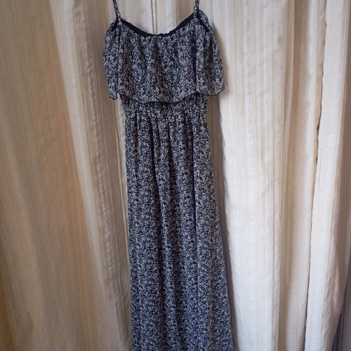 Floral maxi dress gray Oysho like new, size S