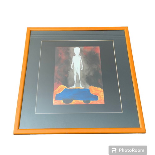 Painting used with wooden frame and glass
