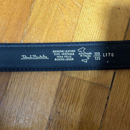 Renato Balestra handmade leather belt black like new 125cm