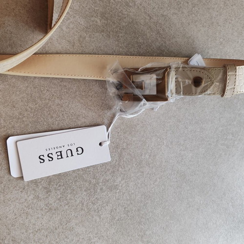 Guess women's belt with crocodile pattern, beige, size L 105cm