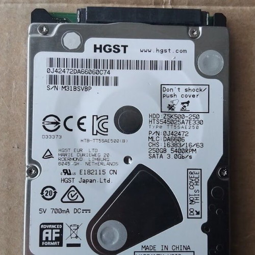 Laptop HGST HTS545025A7E330 250GB SATA hard drive like new
