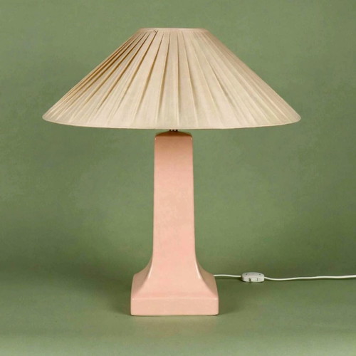 Vintage 80s XXL pink ceramic table lamp