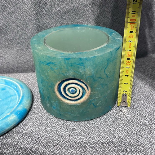 Wax candle holder like new with glass jar and ceramic base