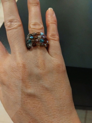 Ring with stones and beads summer style in like new condition, multicolor