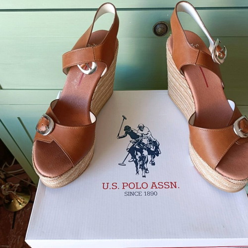 U.S. Polo Assn. platform sandals used, brown, size 40