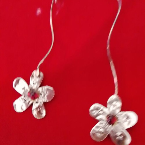 Silver earrings and brooch set handmade vintage, used