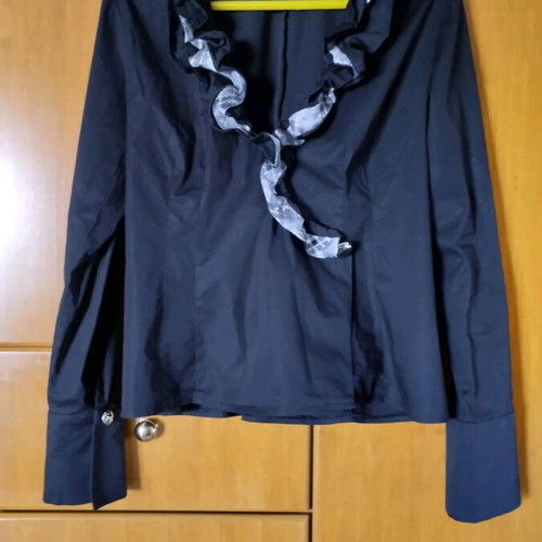 Forel Black Wrap Shirt like new with Silver Details