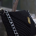 Handmade Knitted Shoulder Bag Black and White