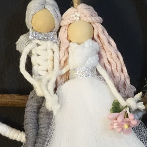 Macrame Bride and Groom Dolls new, wedding bomboniera