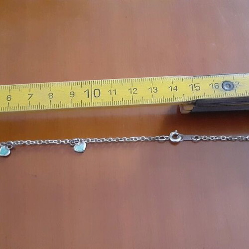 Anklet like new with blue hearts silver color