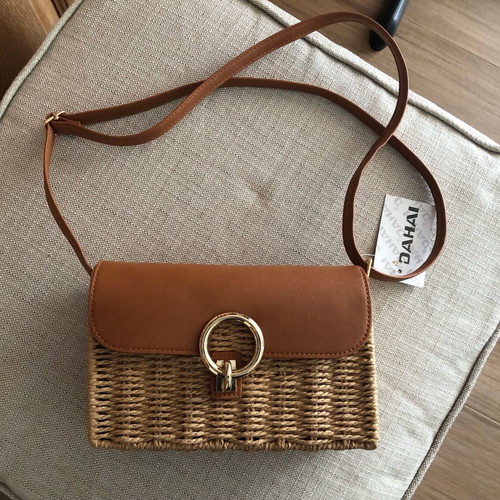 Straw shoulder bag new brown