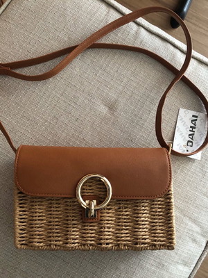 Straw shoulder bag new brown