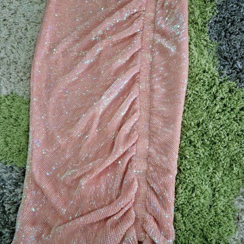 Lavish Alice sequin peach bardot midi dress new size L