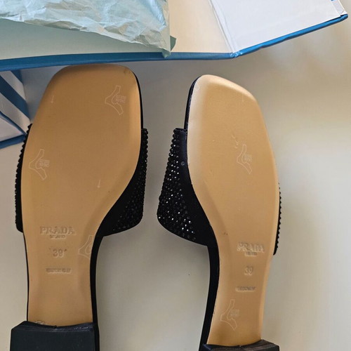 Prada mules slippers size 39, black, new with box and dust bag