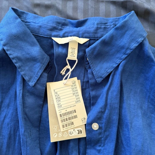 Linen shirt H&M new, blue, size M