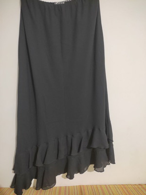 Black skirt from georgette with asymmetric double ruffle like new