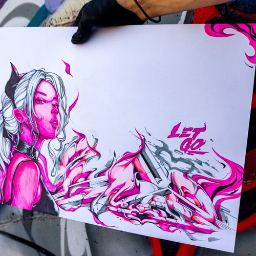 Original graffiti artwork The Art of Letting Go, 35x50cm