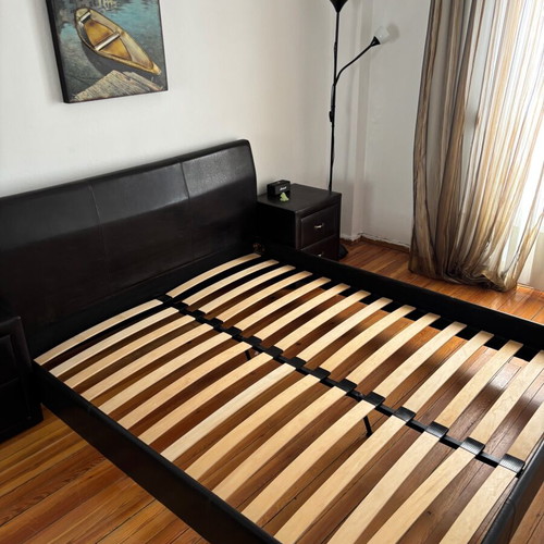 Double bed 160x200 leatherette used without storage