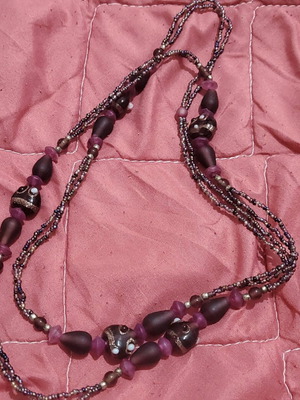 Long necklace with purple beads handmade new