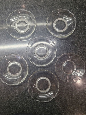 Glass vintage dessert plates in transparent color like new