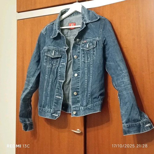 Denim jacket used, modern slim fit, blue