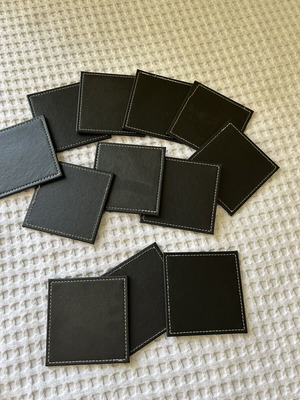 Artificial leather coasters, set of 12