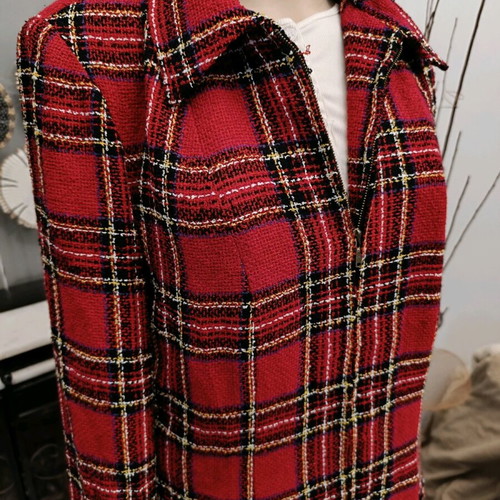 Checkered jacket cardigan used, red, size M