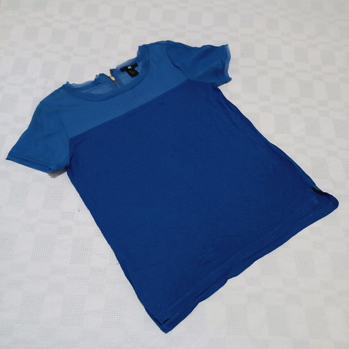 H&M Blue Blouse size S like new with transparent upper part