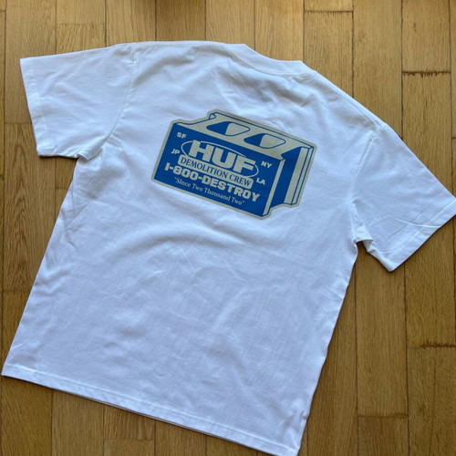 Huf t-shirt new, size large, white and blue